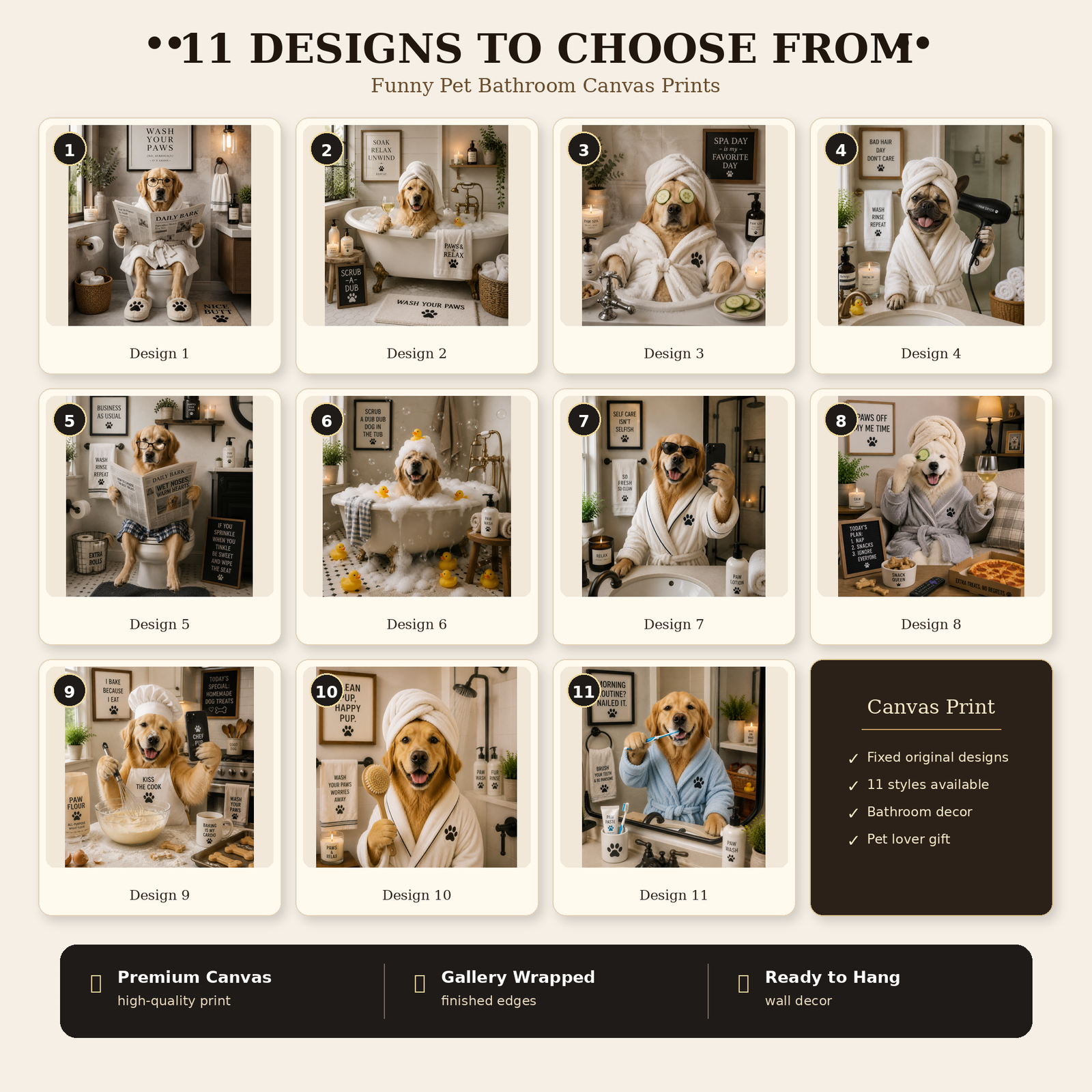 Funny dog bathroom canvas print design image 3