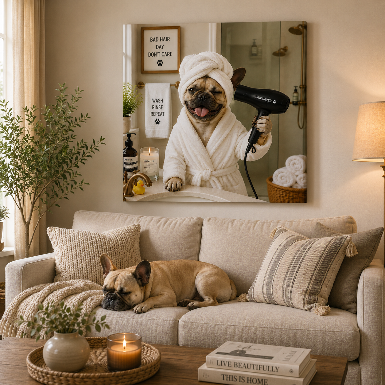 Funny dog bathroom canvas print design image 6