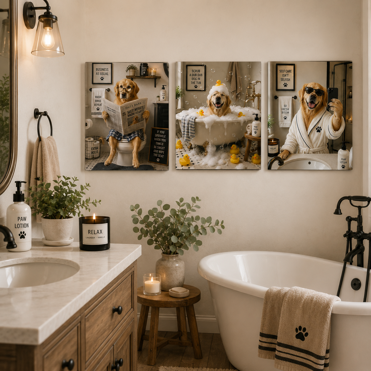 Funny dog bathroom canvas print design image 7