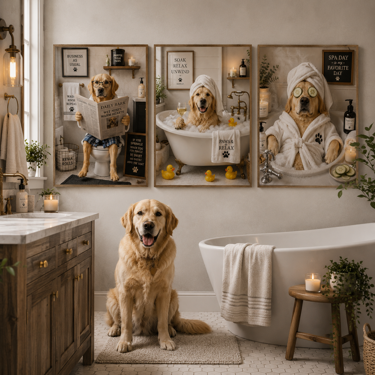 Funny dog bathroom canvas print design image 8