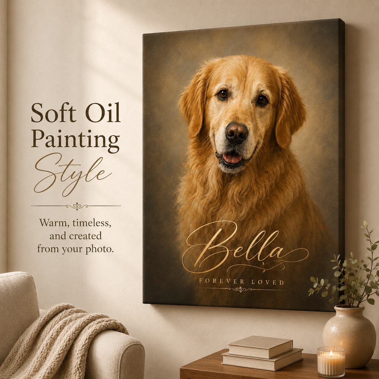Personalized pet memorial canvas custom dog portrait from photo