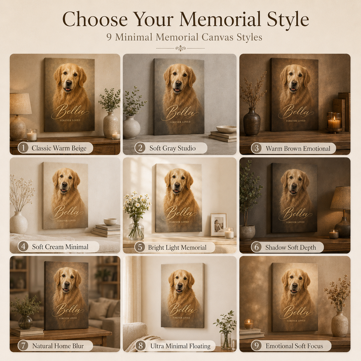 Personalized pet memorial canvas custom dog portrait from photo