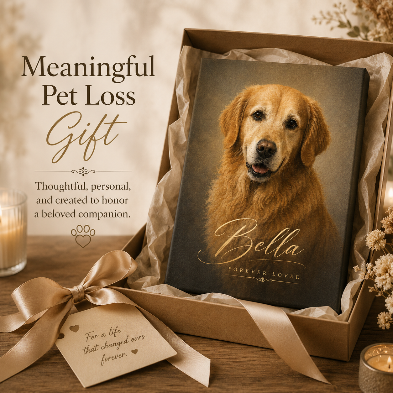 Personalized pet memorial canvas custom dog portrait from photo