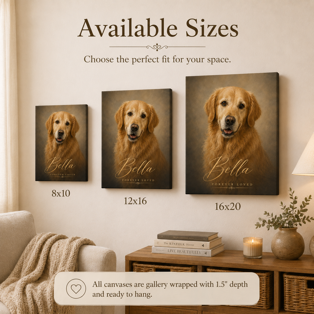 Personalized pet memorial canvas custom dog portrait from photo