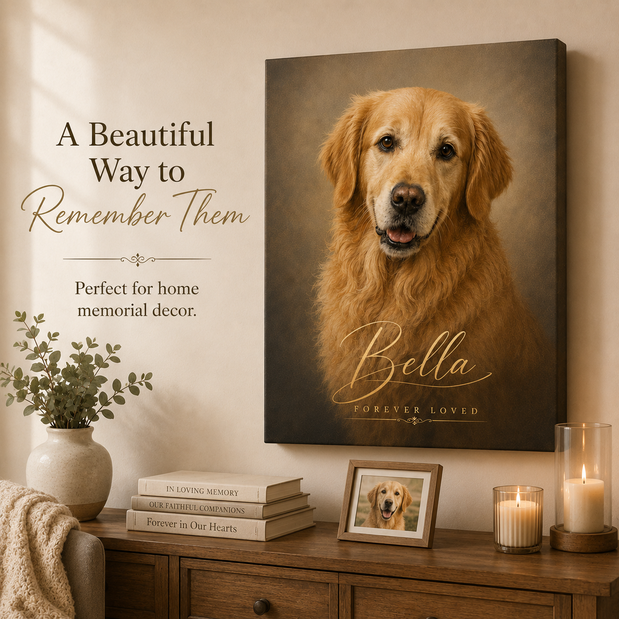 Personalized pet memorial canvas custom dog portrait from photo