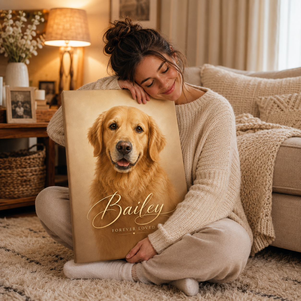 Personalized pet memorial canvas custom dog portrait from photo