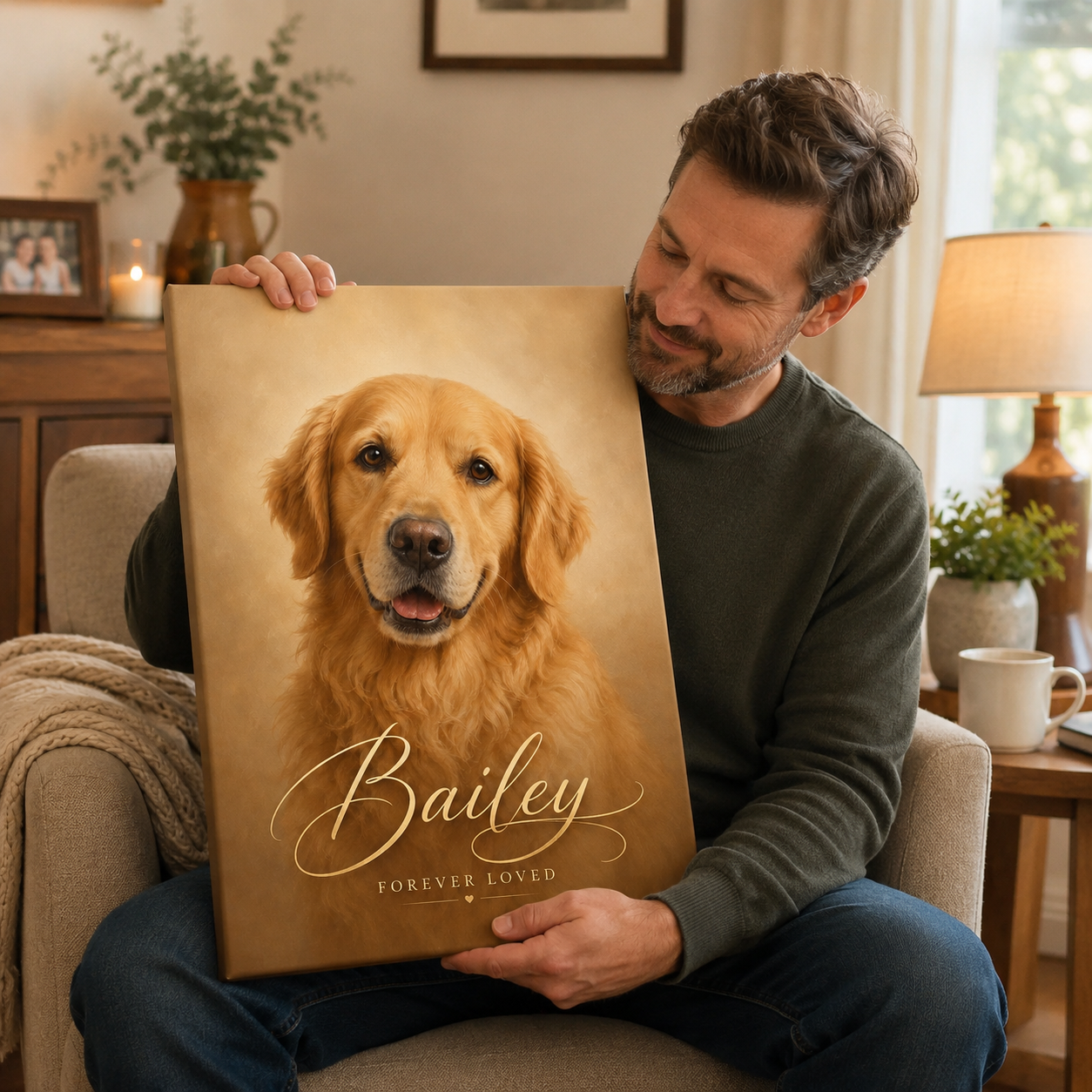 Personalized pet memorial canvas custom dog portrait from photo