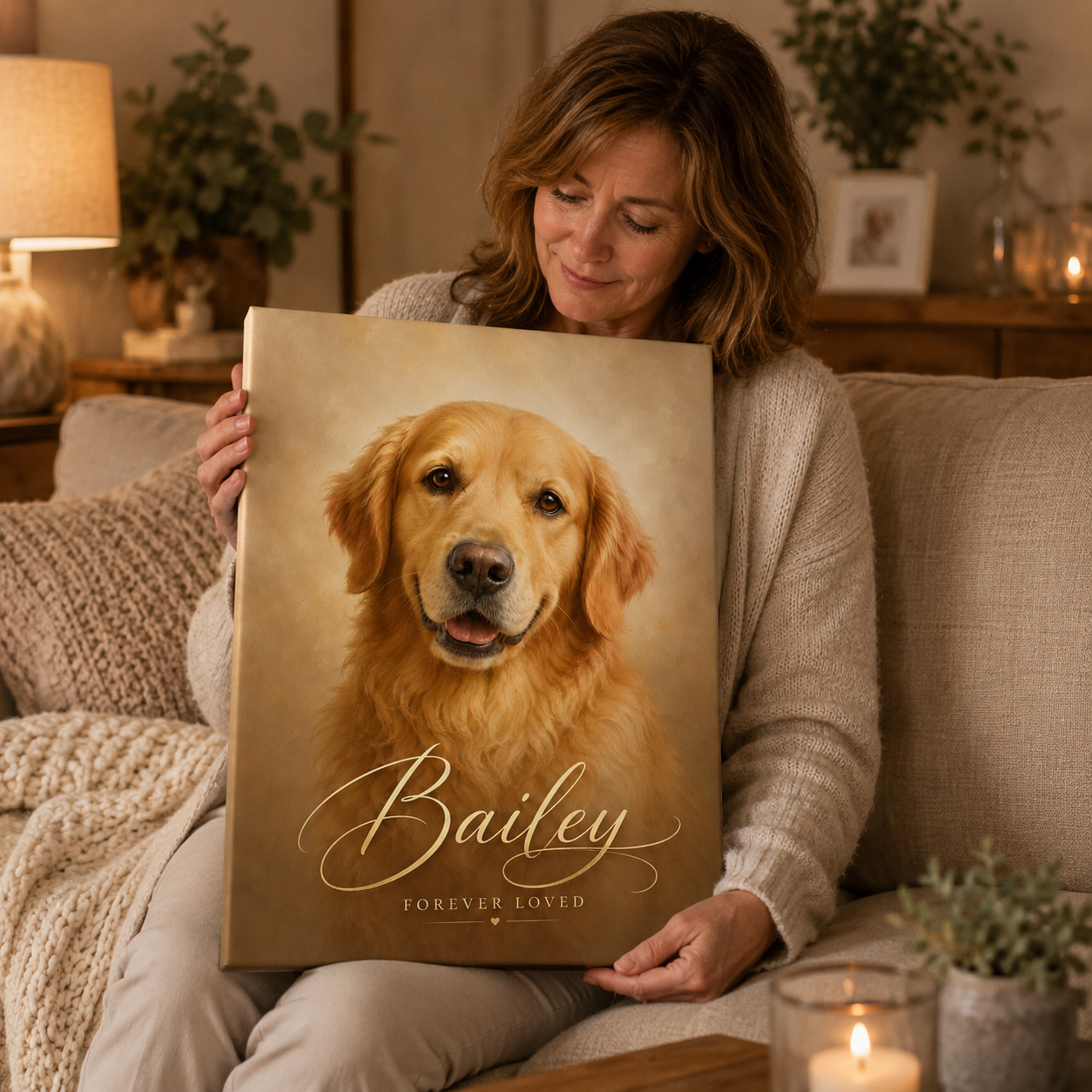 Personalized pet memorial canvas custom dog portrait from photo