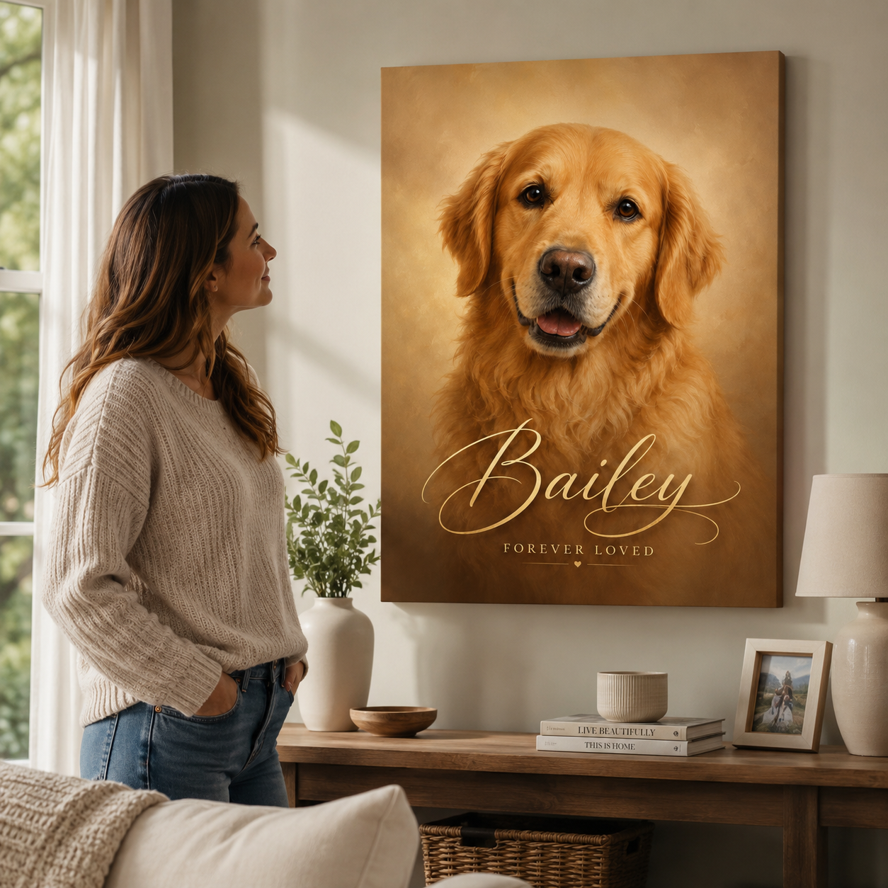 Personalized pet memorial canvas custom dog portrait from photo