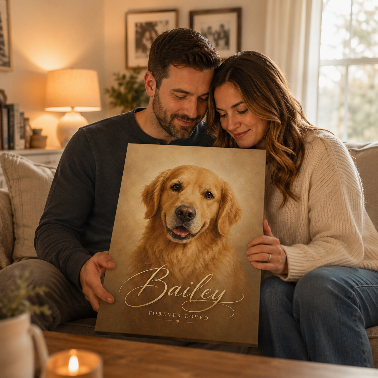Personalized pet memorial canvas custom dog portrait from photo