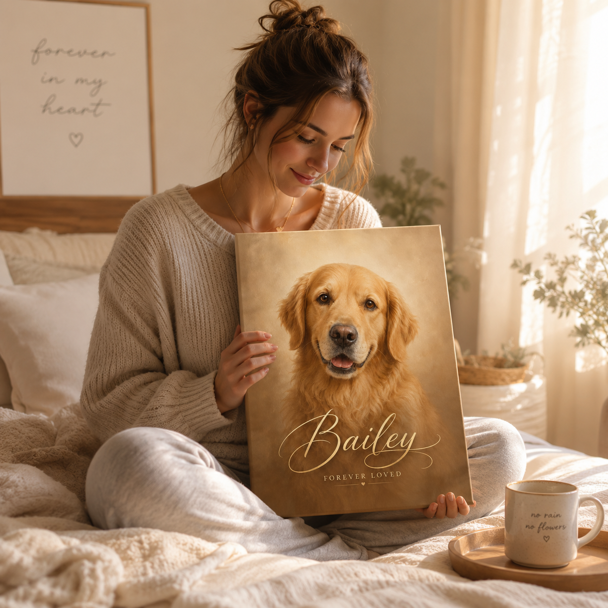 Personalized pet memorial canvas custom dog portrait from photo