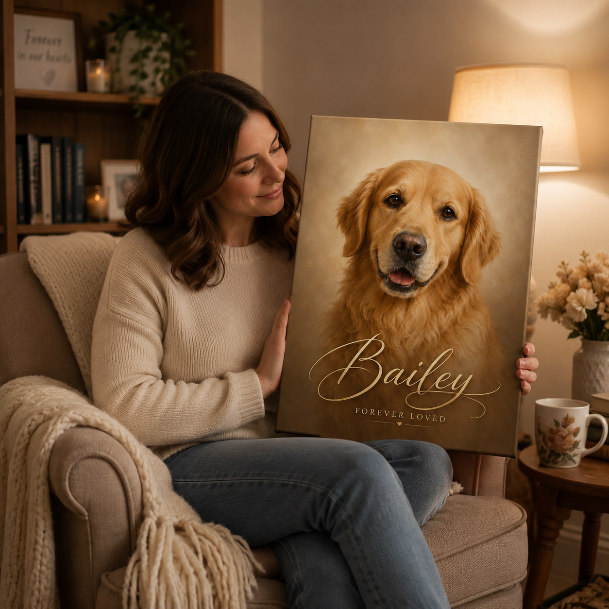 Personalized pet memorial canvas custom dog portrait from photo