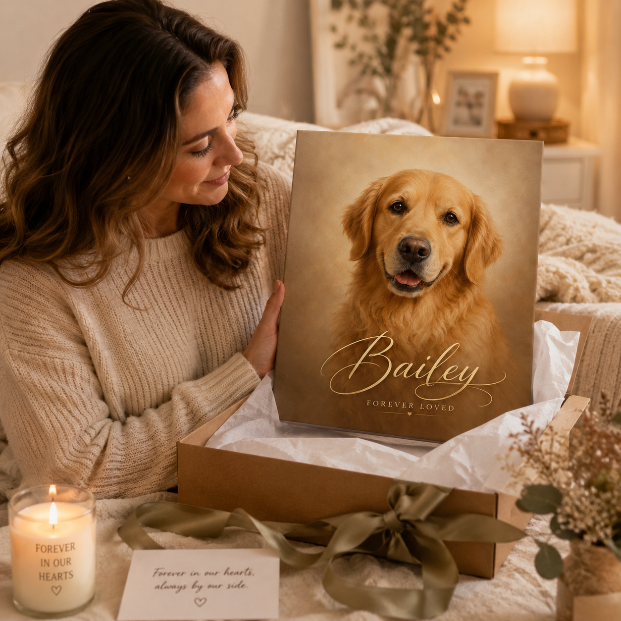 Personalized pet memorial canvas custom dog portrait from photo