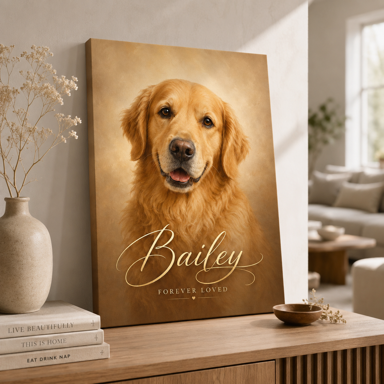 Personalized pet memorial canvas custom dog portrait from photo