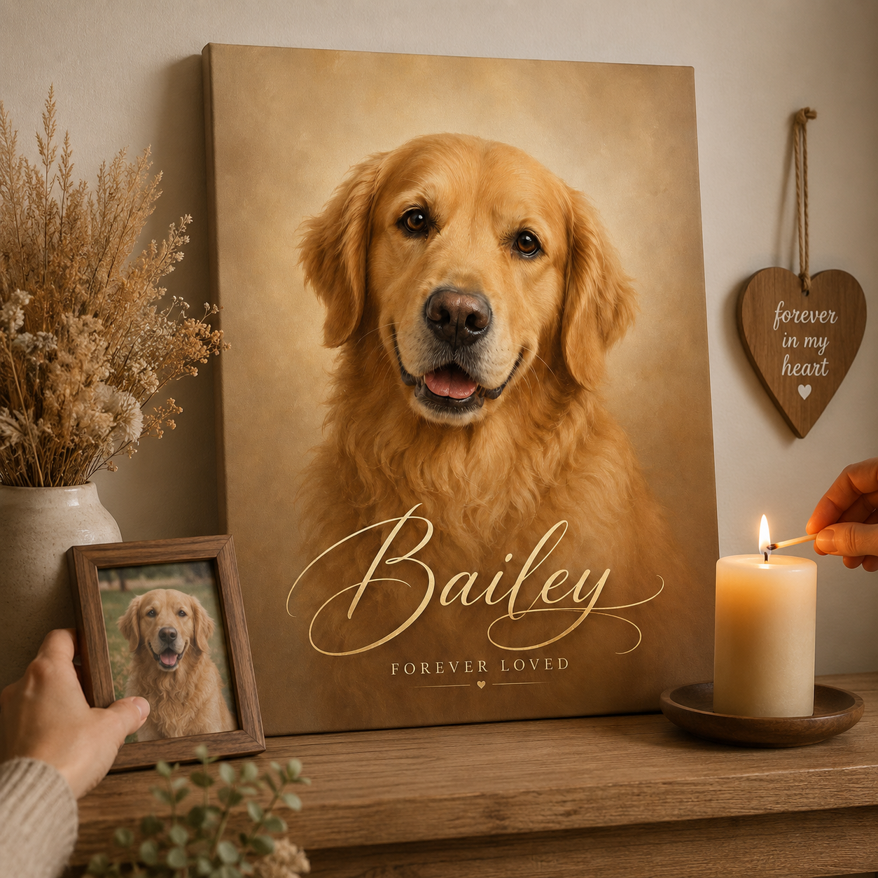Personalized pet memorial canvas custom dog portrait from photo