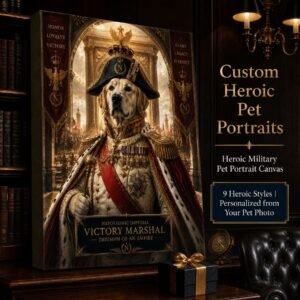 Custom Pet Portrait Canvas Heroic Military Dog Cat Print From Photo Pet Lover Gift - listing_01_main_image2_C6
