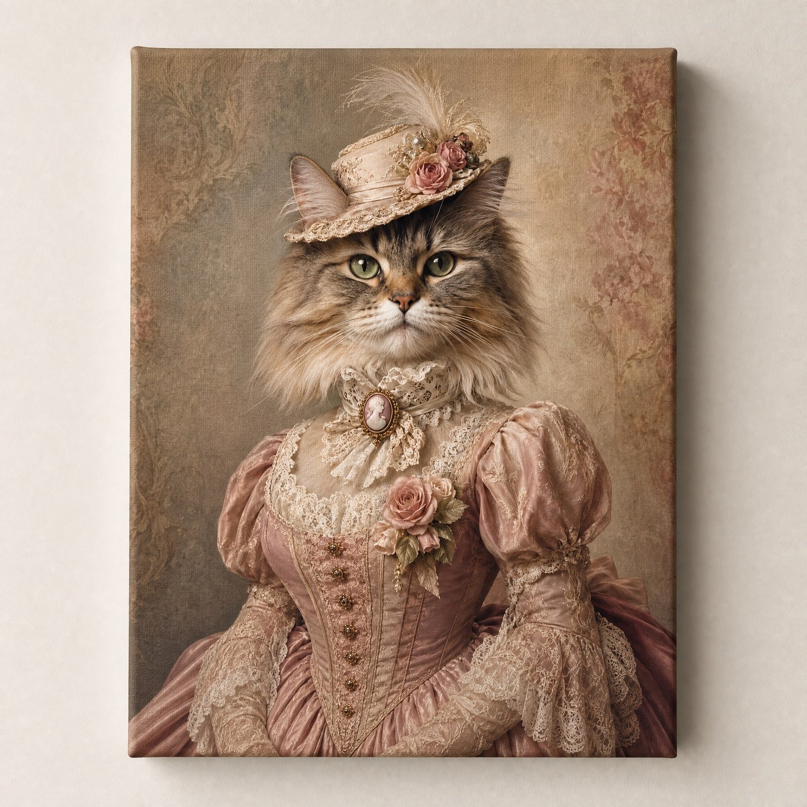 Custom Victorian Pet Portrait Canvas Royal Cat Dog Print From Photo Wall Art Gift - listing_02_single_canvas_front_D1