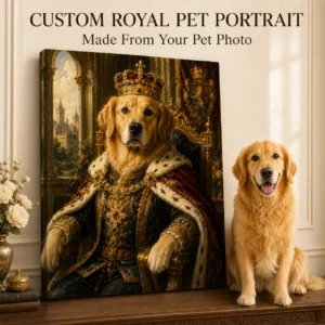Custom royal navy admiral pet portrait canvas made from your pet photo