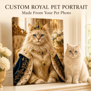 Custom Crowned King Pet Portrait Canvas main product image