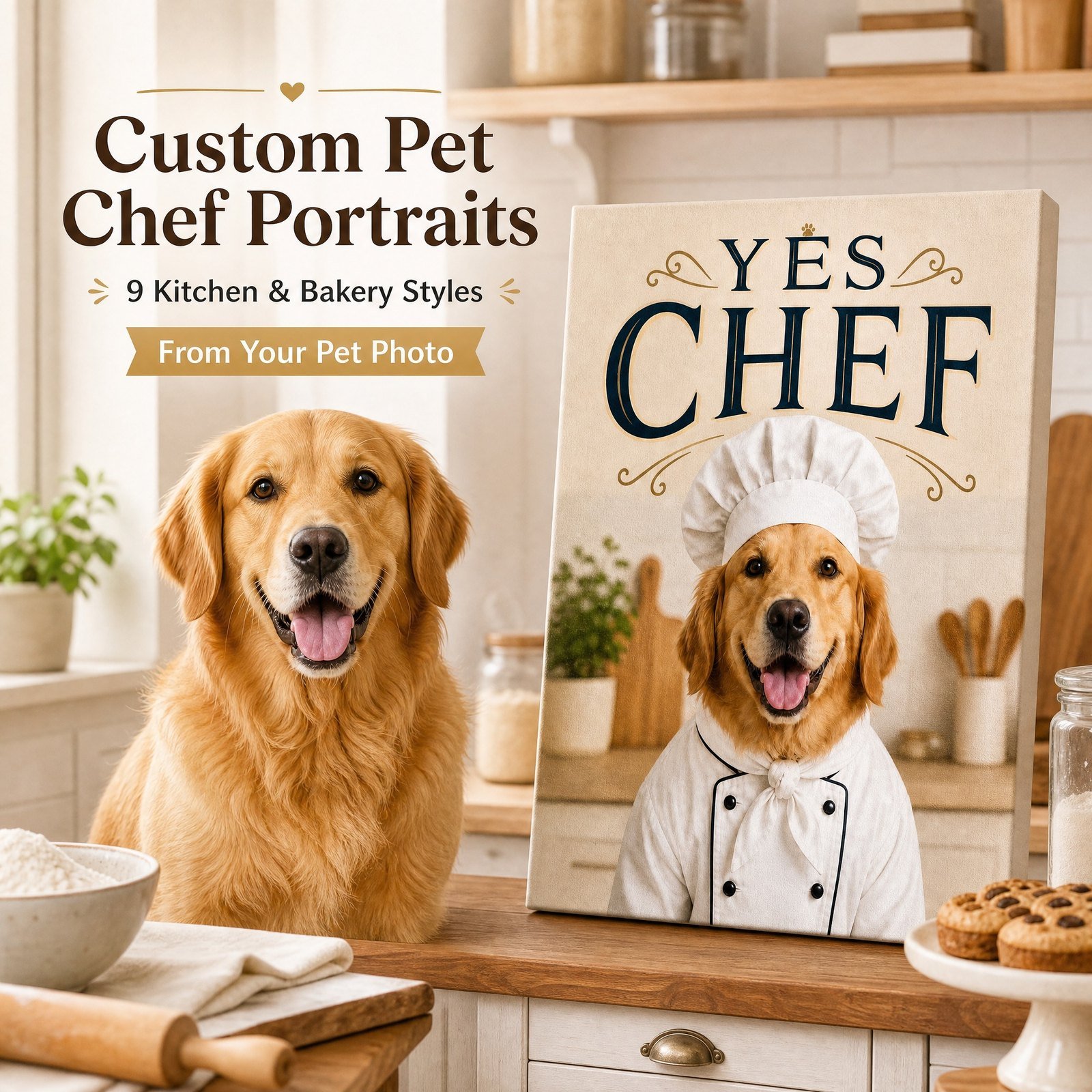 Custom Chef Pet Portrait Canvas image 1