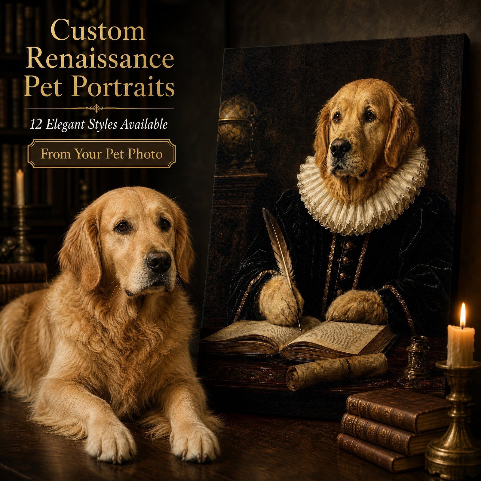 Renaissance Pet Portrait Canvas image 1