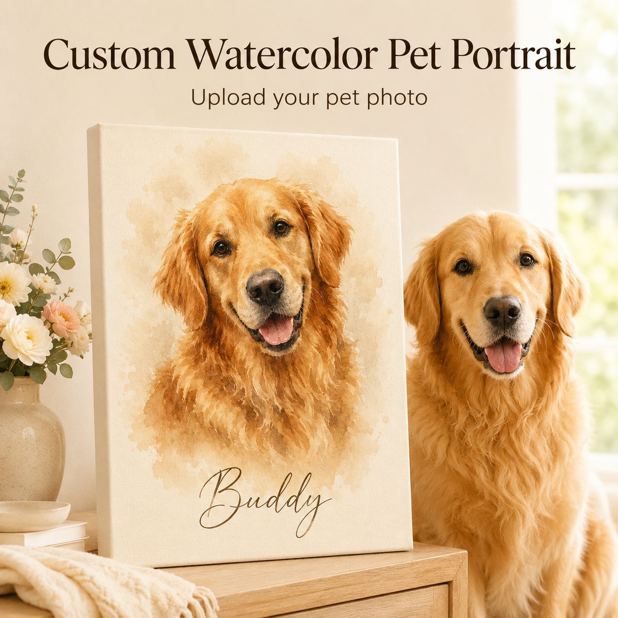 Watercolor Pet Portrait Canvas image 1